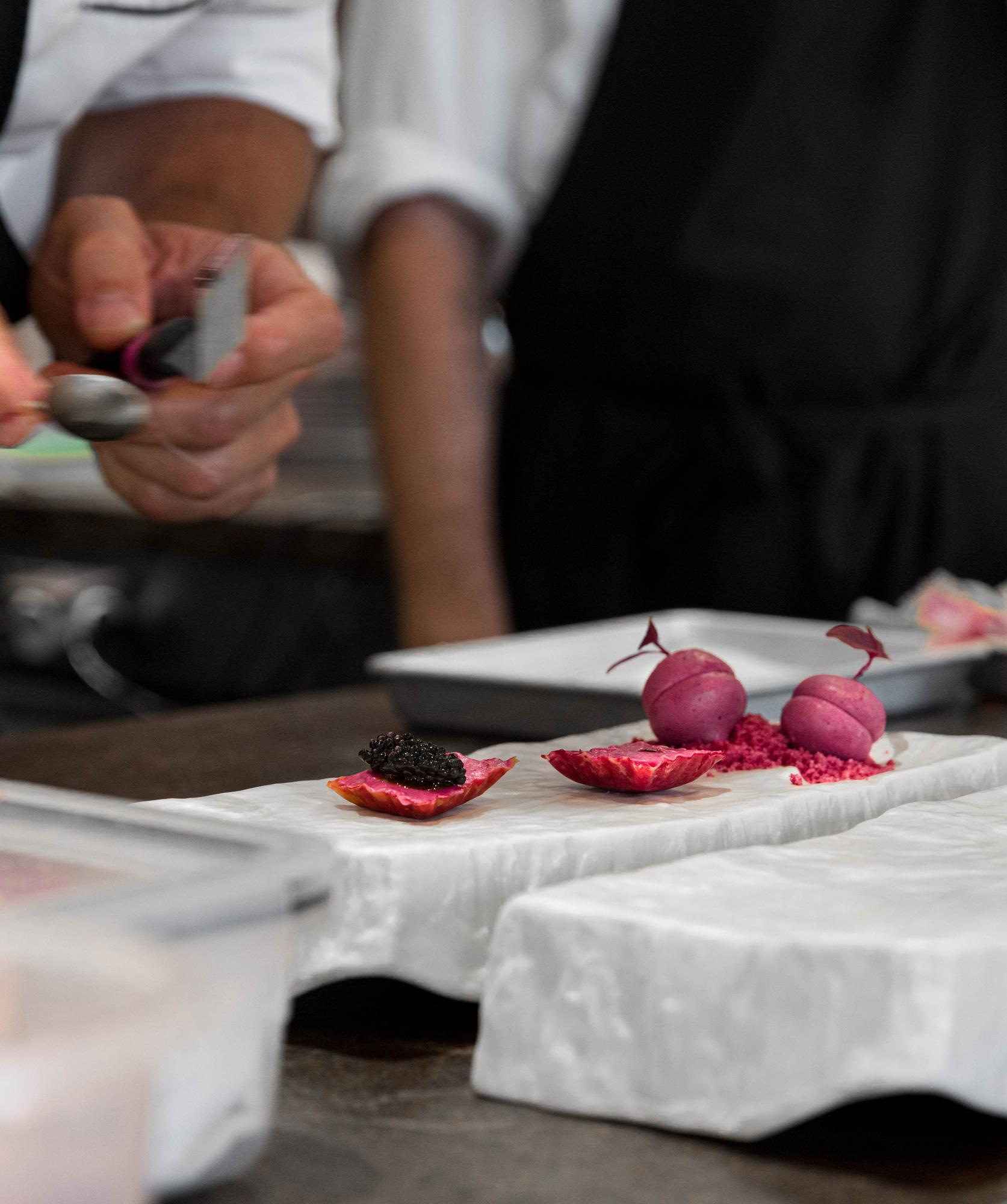 Chef at work in elegant kitchen studio